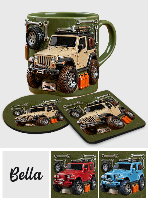 Adventure Awaits - Personalized Car Accent Mug & Coaster