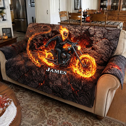 Motorcycle Man - Personalized Marvelous Universe Quilted Sofa/Couch Cover