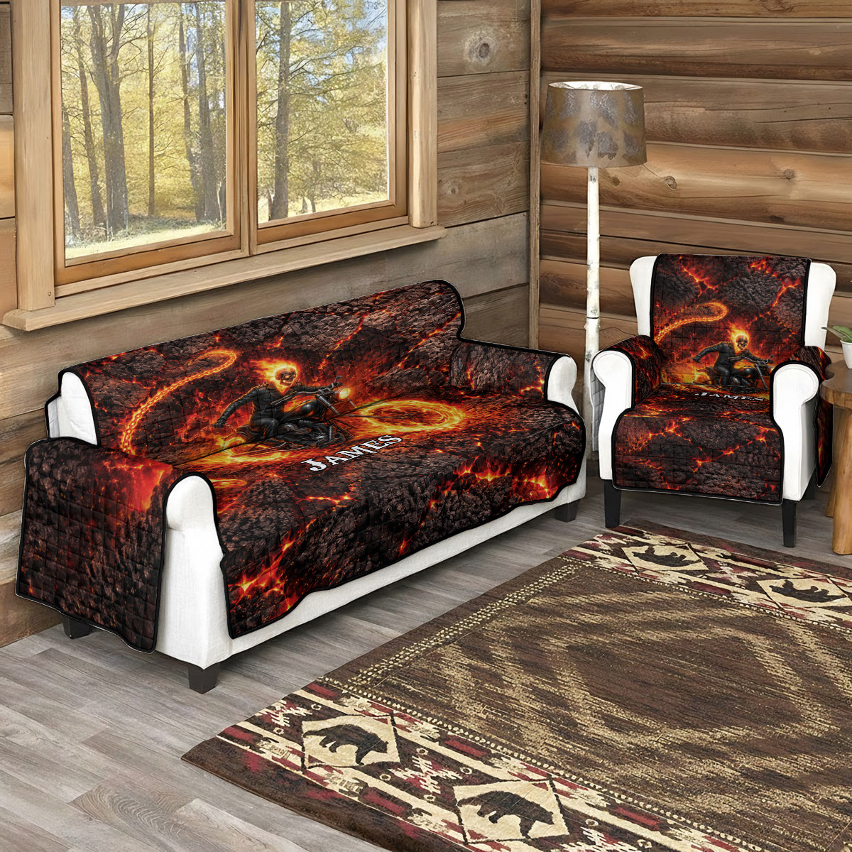 Motorcycle Man - Personalized Marvelous Universe Quilted Sofa/Couch Cover