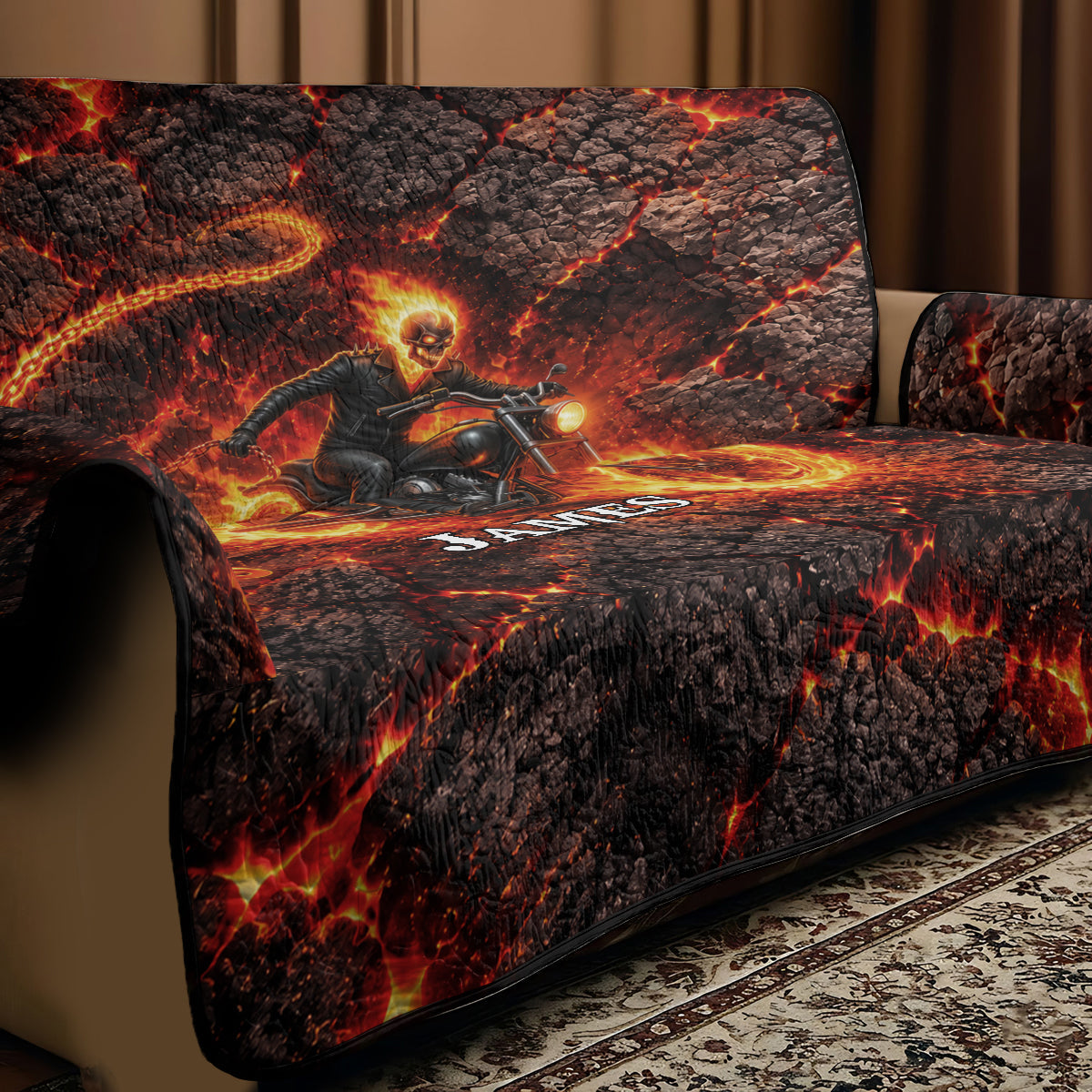Motorcycle Man - Personalized Marvelous Universe Quilted Sofa/Couch Cover