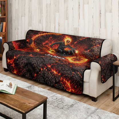 Motorcycle Man - Personalized Marvelous Universe Quilted Sofa/Couch Cover