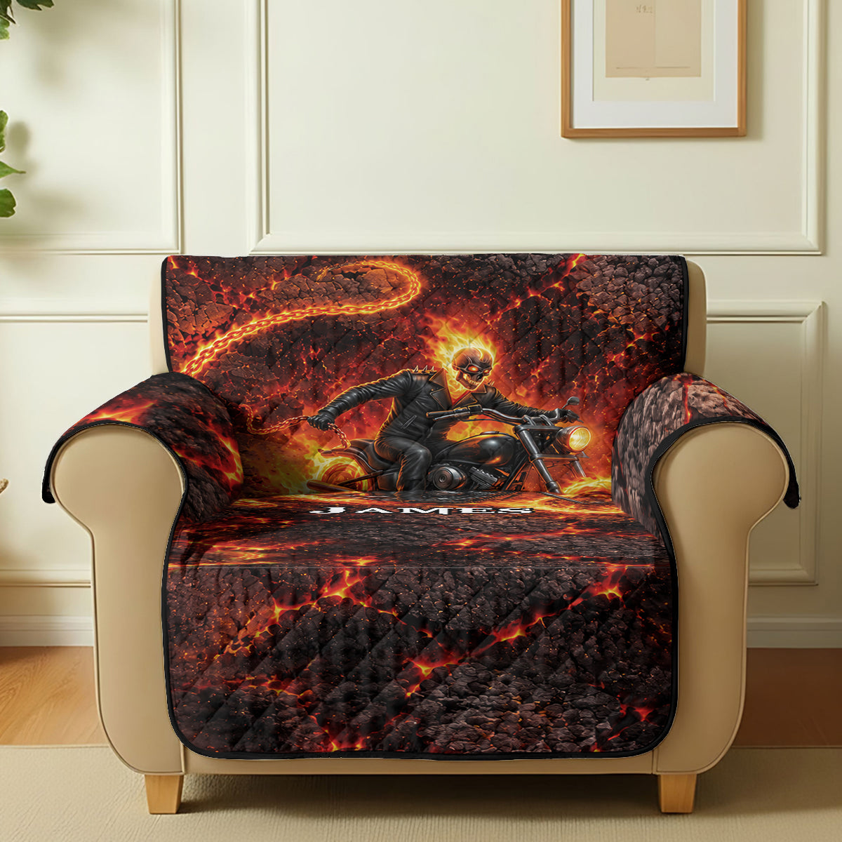 Motorcycle Man - Personalized Marvelous Universe Quilted Sofa/Couch Cover
