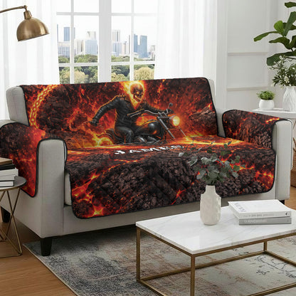 Motorcycle Man - Personalized Marvelous Universe Quilted Sofa/Couch Cover
