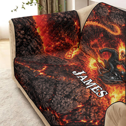Motorcycle Man - Personalized Marvelous Universe Quilted Sofa/Couch Cover