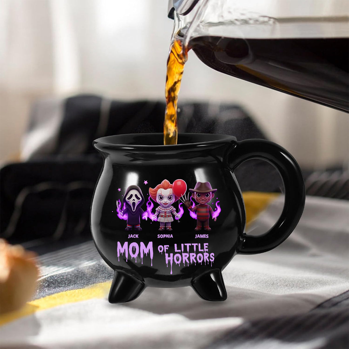 Gifts For Mom Mama Of Little Horrors - Personalized Horror Character Cauldron Mug