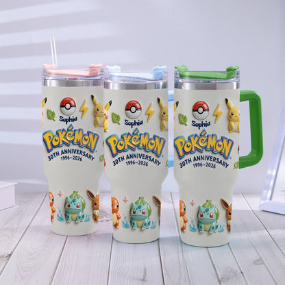 Monster Trainer 30th Anniversary - Personalized Monster Trainer Tumbler With Handle