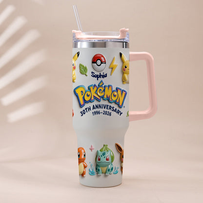 Monster Trainer 30th Anniversary - Personalized Monster Trainer Tumbler With Handle