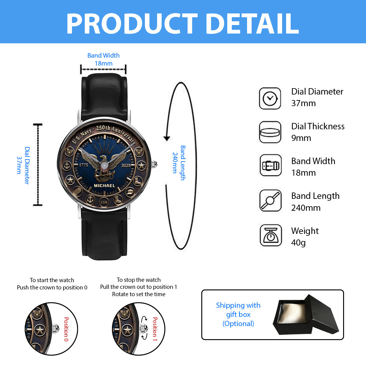 250th Anniversary - Personalized Veteran Hand Watch