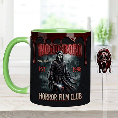 The Horror In Ghost Mask - Personalized Scream Set Accent Mug with Acrylic Stirrers