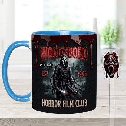 The Horror In Ghost Mask - Personalized Scream Set Accent Mug with Acrylic Stirrers