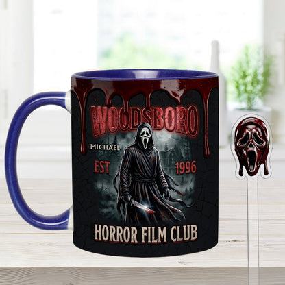 The Horror In Ghost Mask - Personalized Scream Set Accent Mug with Acrylic Stirrers