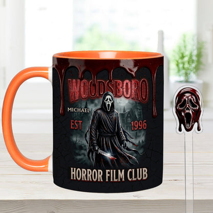 The Horror In Ghost Mask - Personalized Scream Set Accent Mug with Acrylic Stirrers