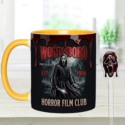 The Horror In Ghost Mask - Personalized Scream Set Accent Mug with Acrylic Stirrers