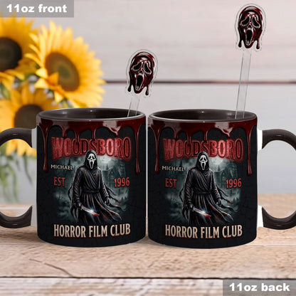 The Horror In Ghost Mask - Personalized Scream Set Accent Mug with Acrylic Stirrers