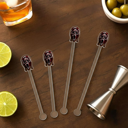 The Horror In Ghost Mask - Personalized Scream Set Accent Mug with Acrylic Stirrers