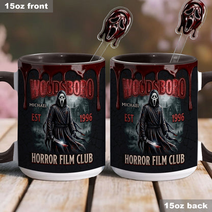 The Horror In Ghost Mask - Personalized Scream Set Accent Mug with Acrylic Stirrers