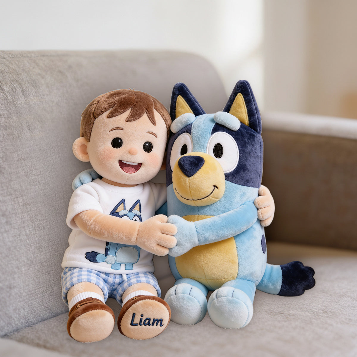 Cute Blue Character - Personalized Blue Dog Premium Faux Fur Pillow