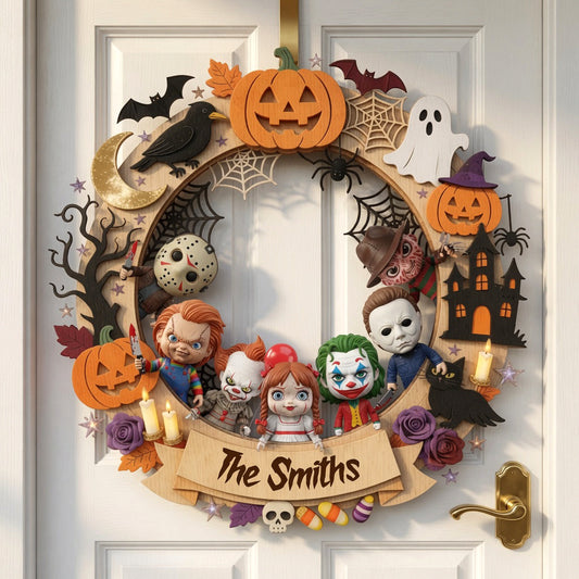 Happy Halloween - Personalized Horror Character Custom Shaped Wood Sign