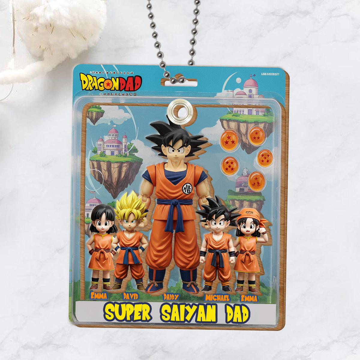 Super Dad - Personalized Seven Balls Multilayer 3D Box Tag