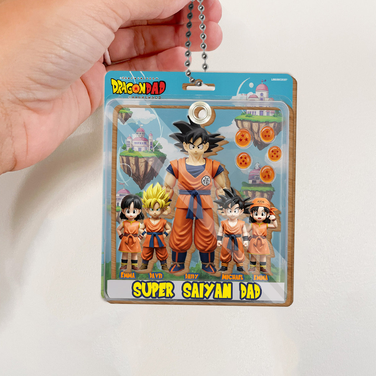 Super Dad - Personalized Seven Balls Multilayer 3D Box Tag