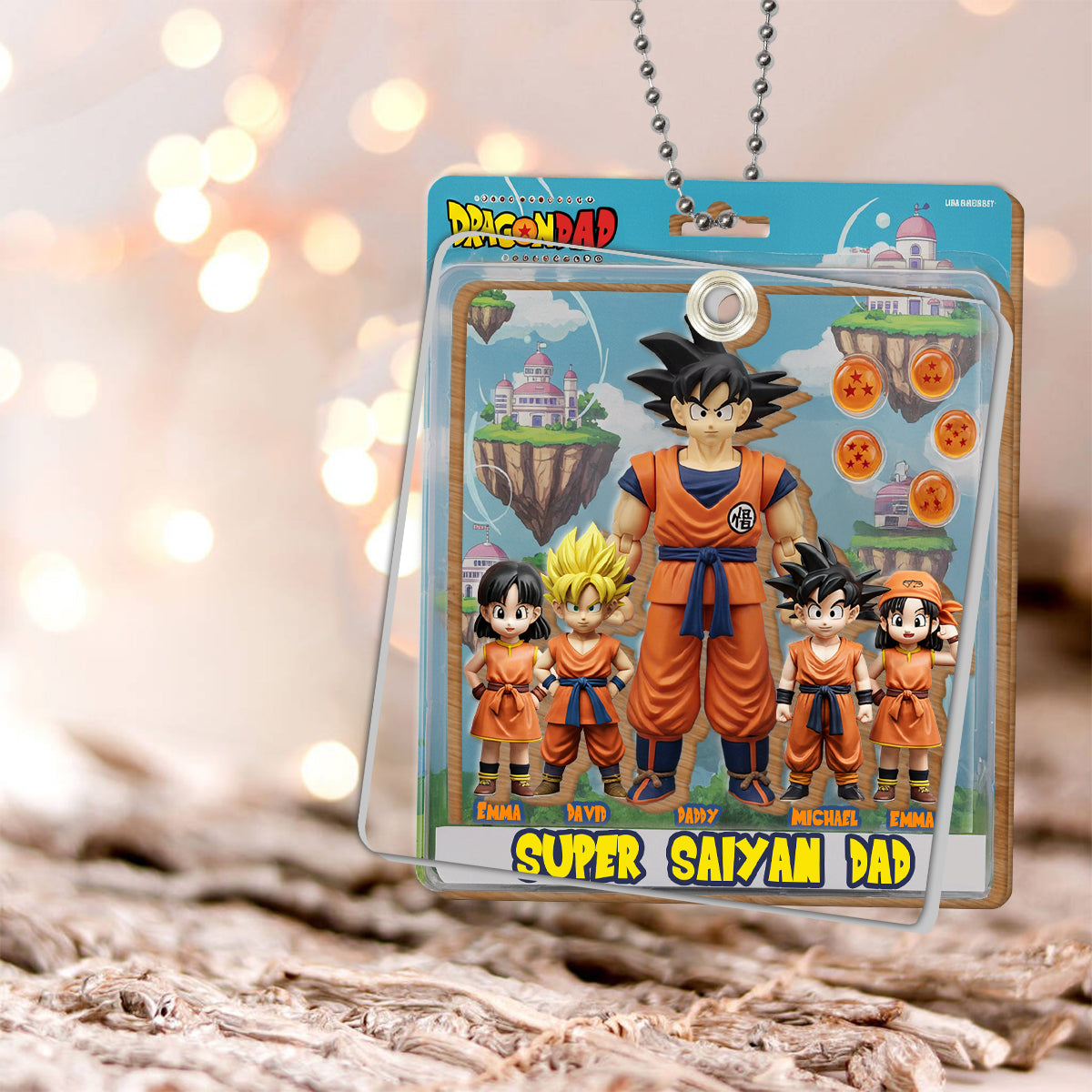 Super Dad - Personalized Seven Balls Multilayer 3D Box Tag