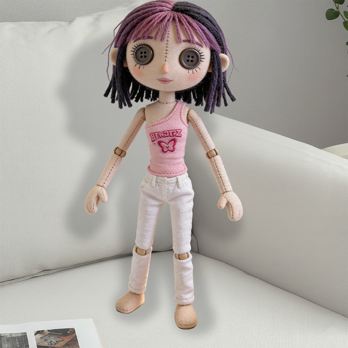 Personalized Cartoon Doll - Personalized Coraline Faux Fur Shaped Pillow
