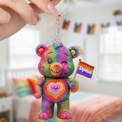 Pride Bear - Personalized LGBT Support Keychain