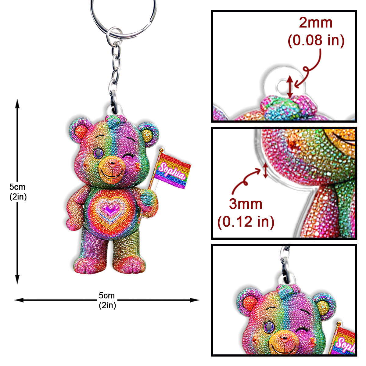 Pride Bear - Personalized LGBT Support Keychain