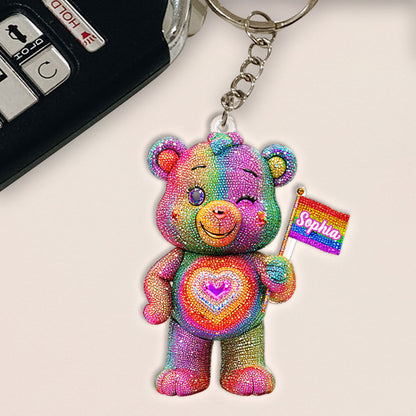 Pride Bear - Personalized LGBT Support Keychain