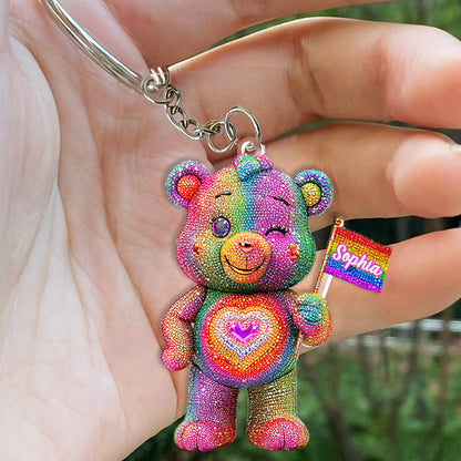 Pride Bear - Personalized LGBT Support Keychain