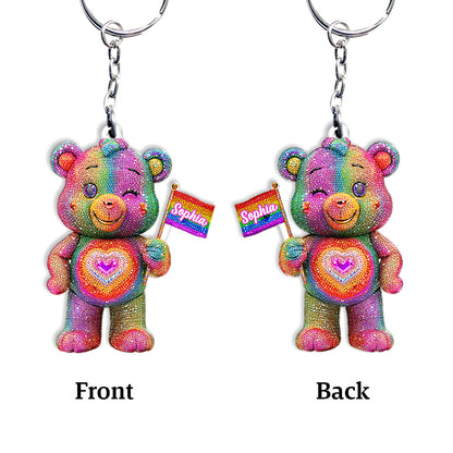 Pride Bear - Personalized LGBT Support Keychain