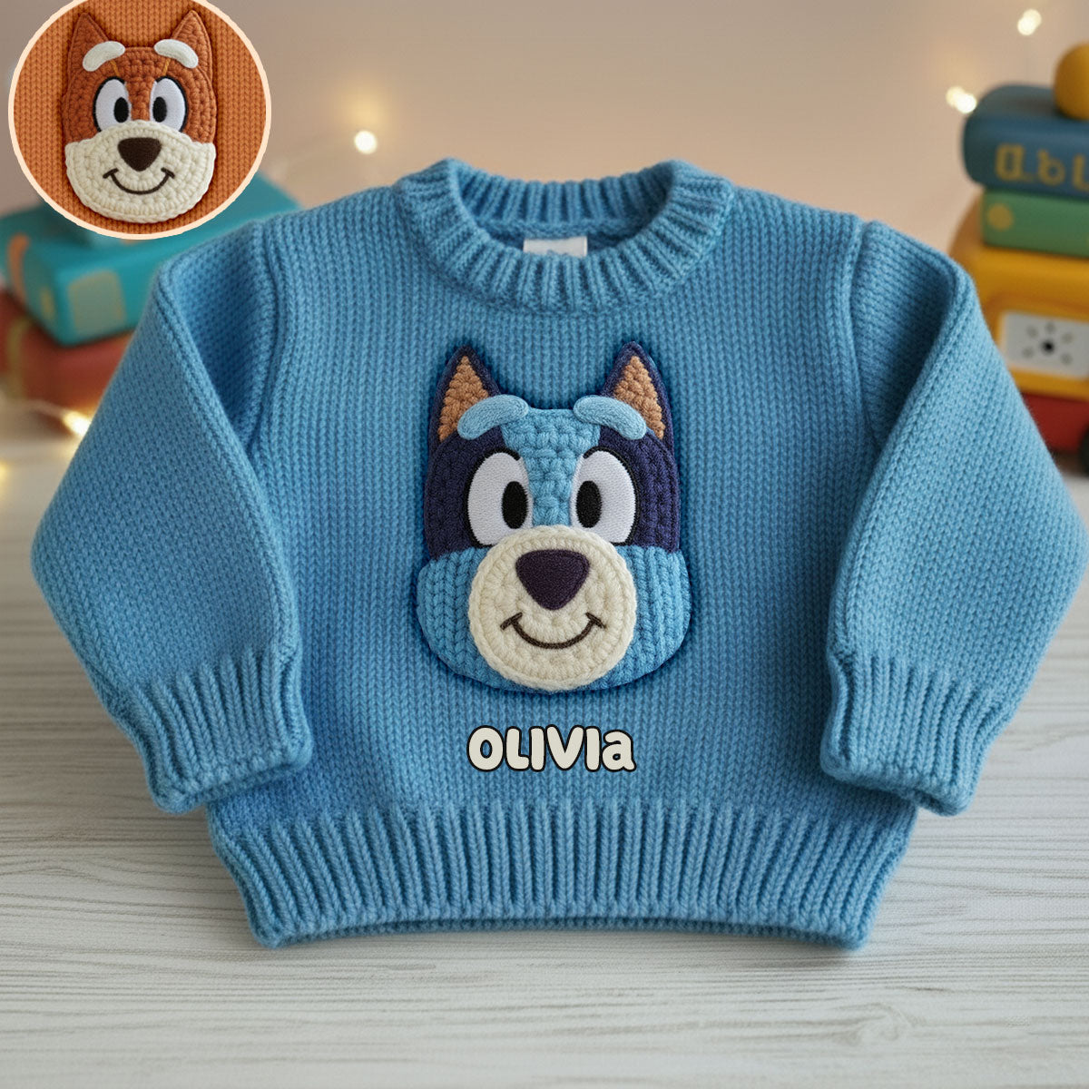Blue Dog - Personalized Kid Ugly Sweater