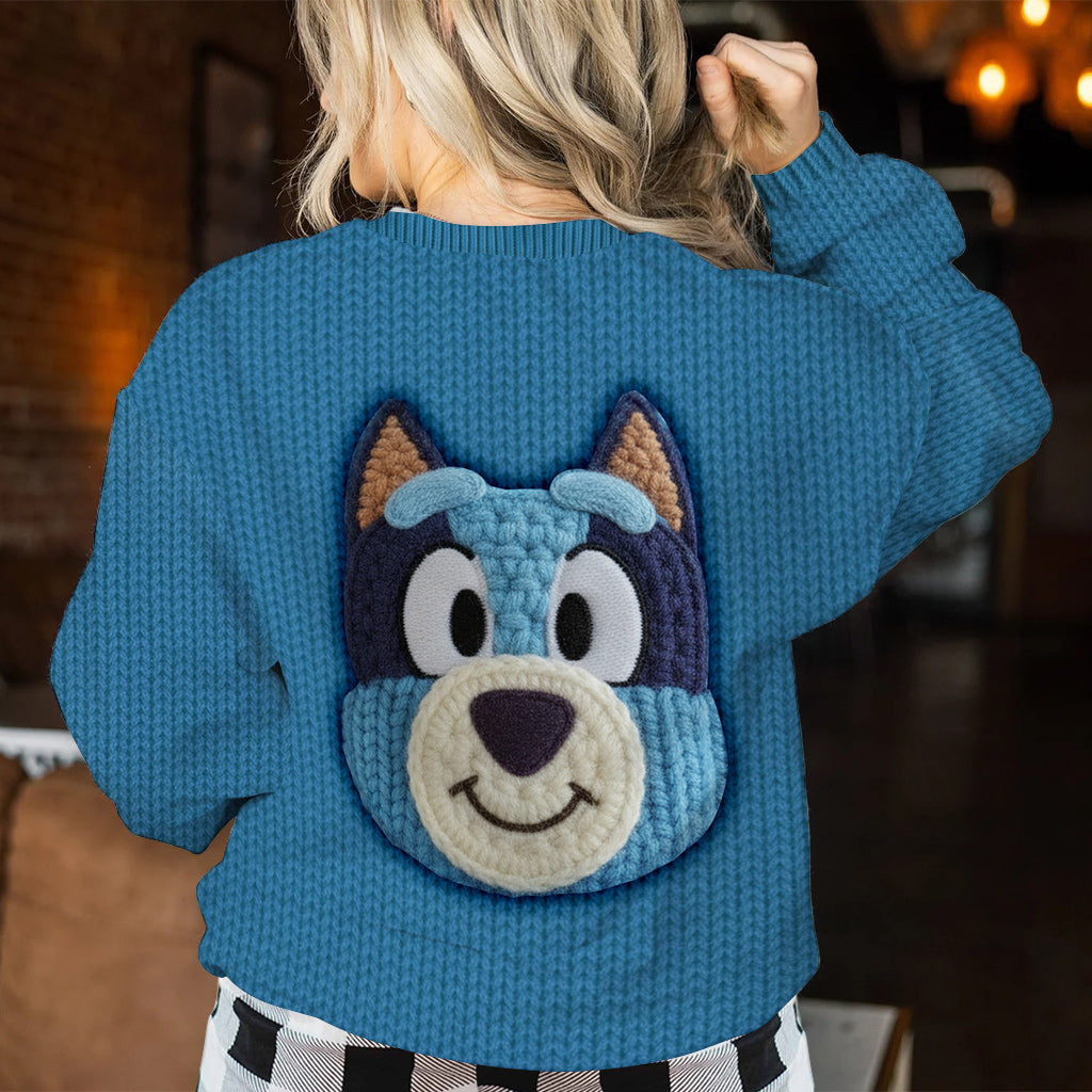 Blue Dog - Personalized Kid Ugly Sweater