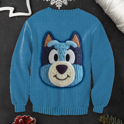 Blue Dog - Personalized Kid Ugly Sweater