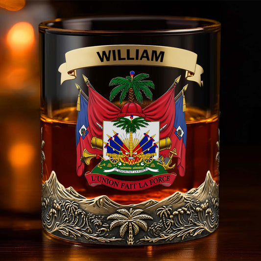 Proud Haiti, L'Union Fait La Force - Personalized Expats Whiskey Glass