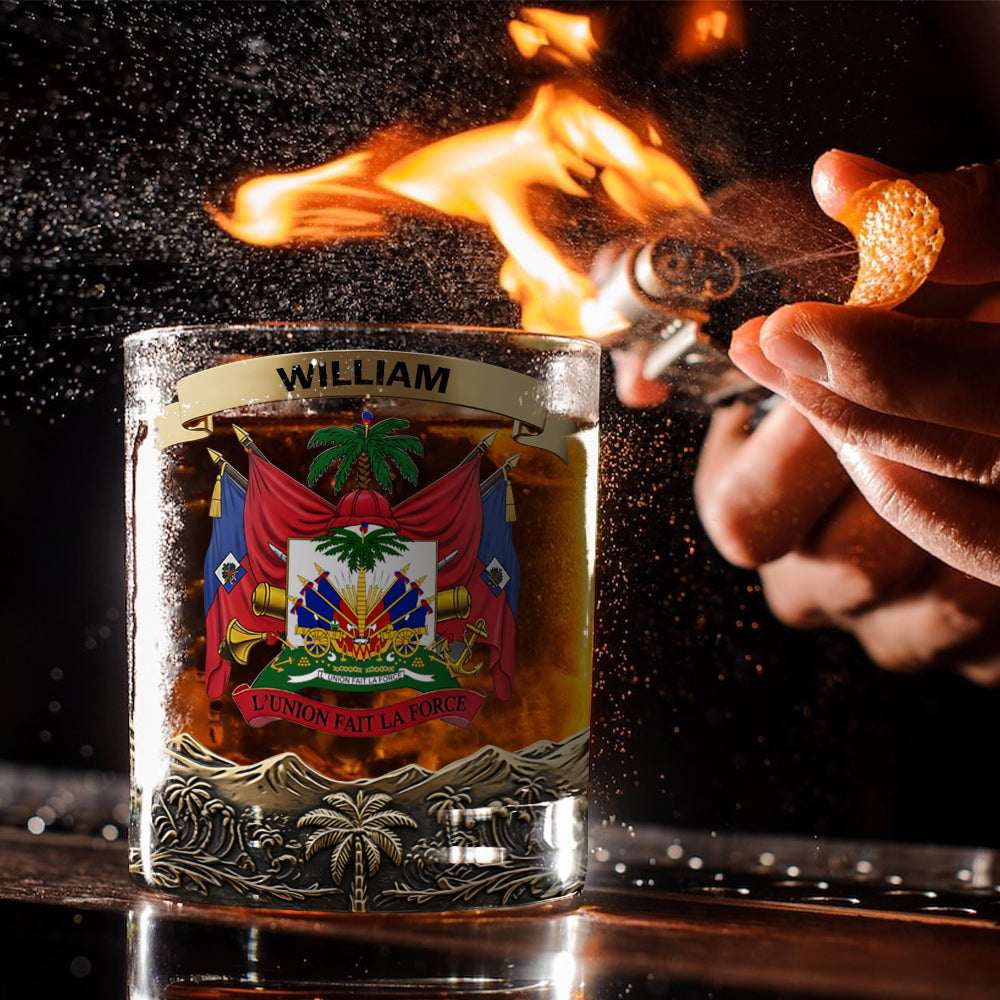 Proud Haiti, L'Union Fait La Force - Personalized Expats Whiskey Glass