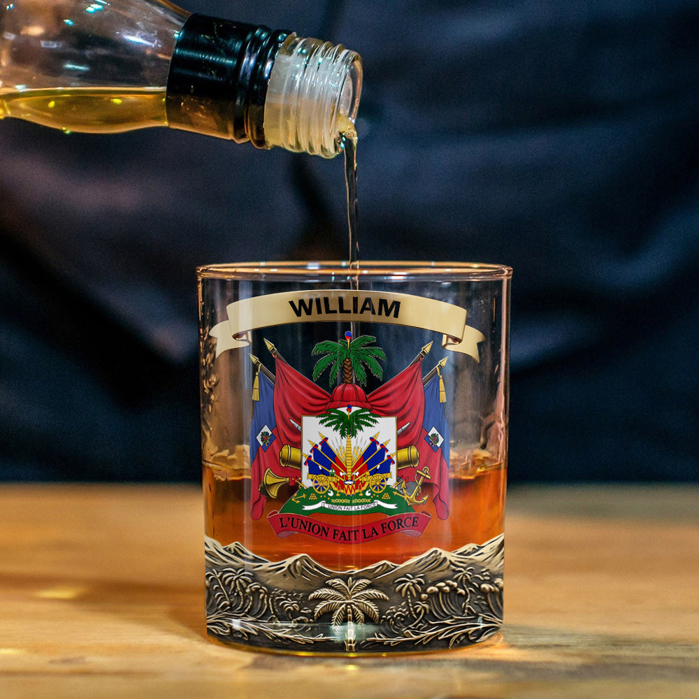Proud Haiti, L'Union Fait La Force - Personalized Expats Whiskey Glass