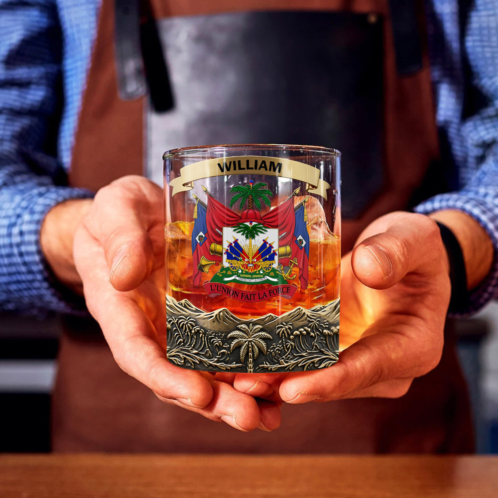 Proud Haiti, L'Union Fait La Force - Personalized Expats Whiskey Glass