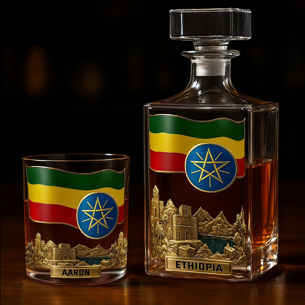 Proud Ethiopian - Personalized Expats Whiskey Decanter Set