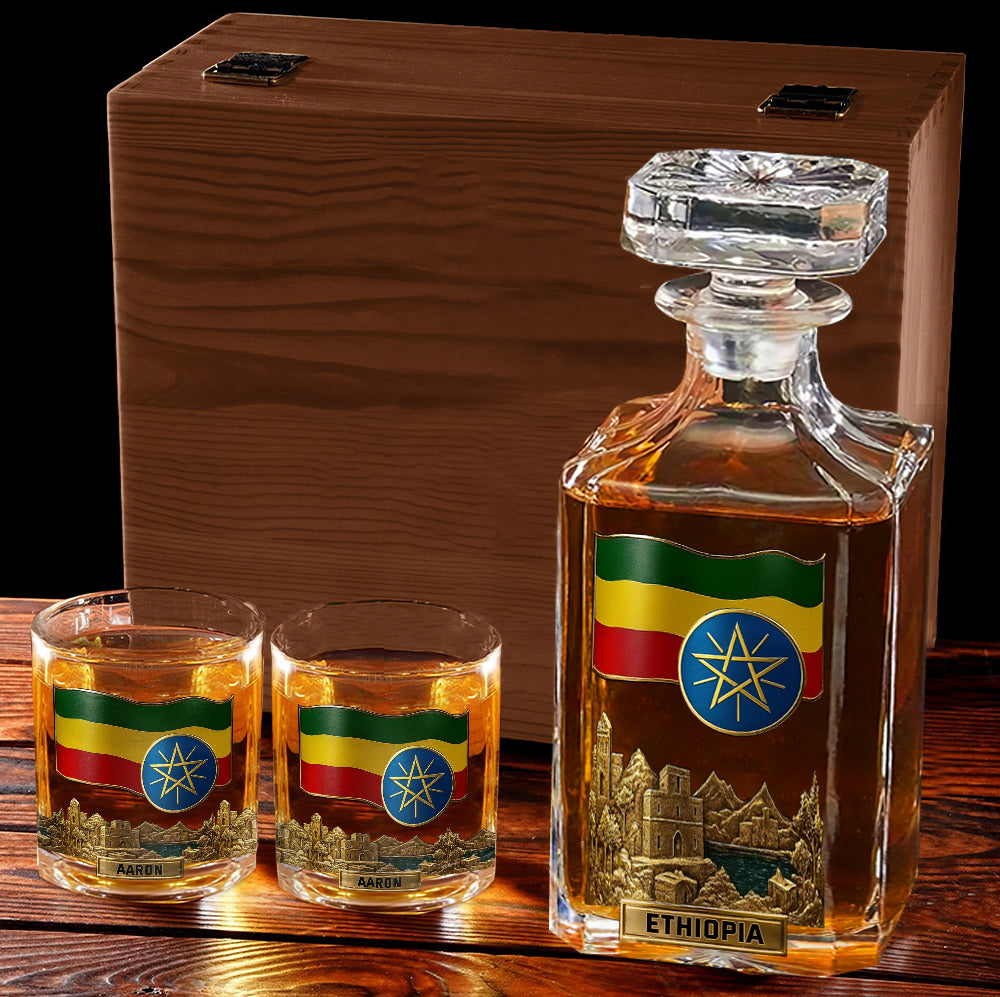 Proud Ethiopian - Personalized Expats Whiskey Decanter Set