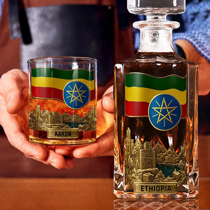 Proud Ethiopian - Personalized Expats Whiskey Decanter Set