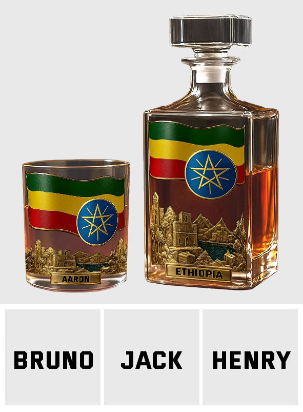 Proud Ethiopian - Personalized Expats Whiskey Decanter Set