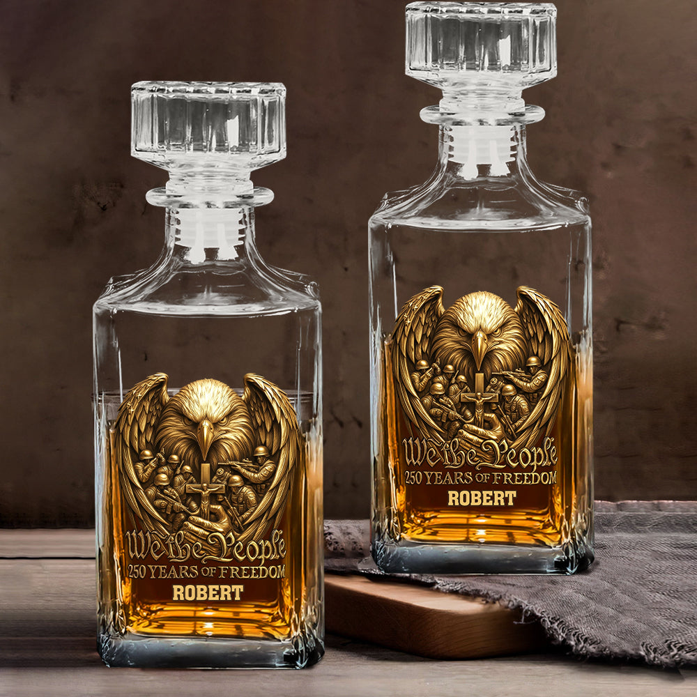 250 Years of Freedom We The People - Personalized Veteran Whiskey Decanter Set