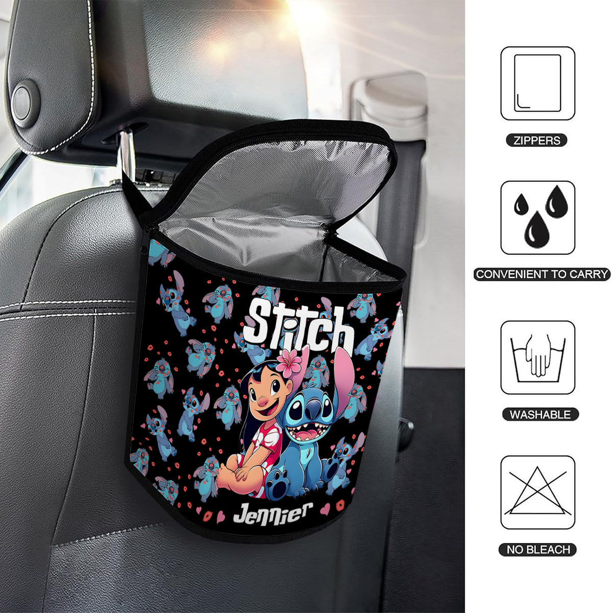 Ohana In The Car - Personalized Ohana Portable Car Trash Can/ Organizer