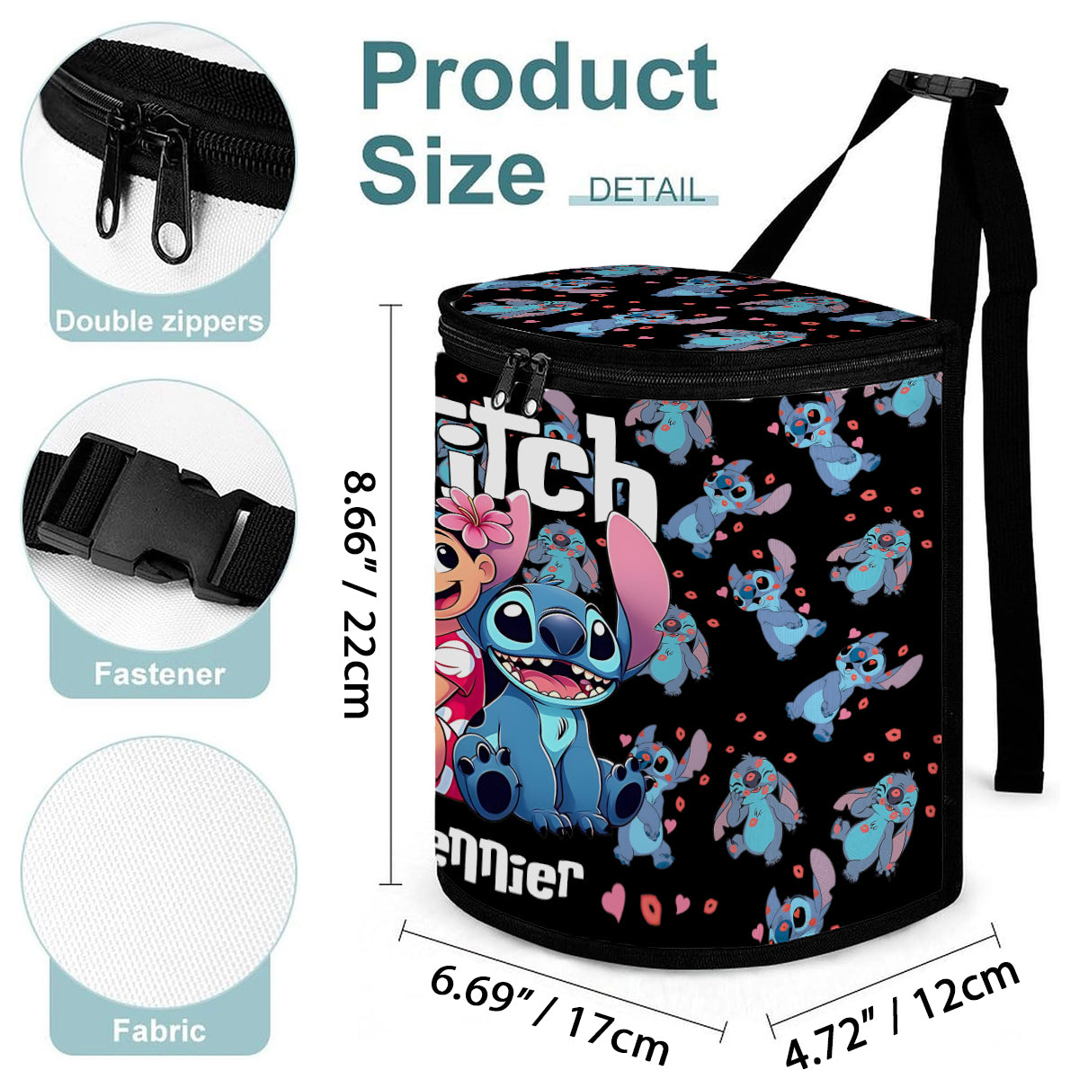 Ohana In The Car - Personalized Ohana Portable Car Trash Can/ Organizer