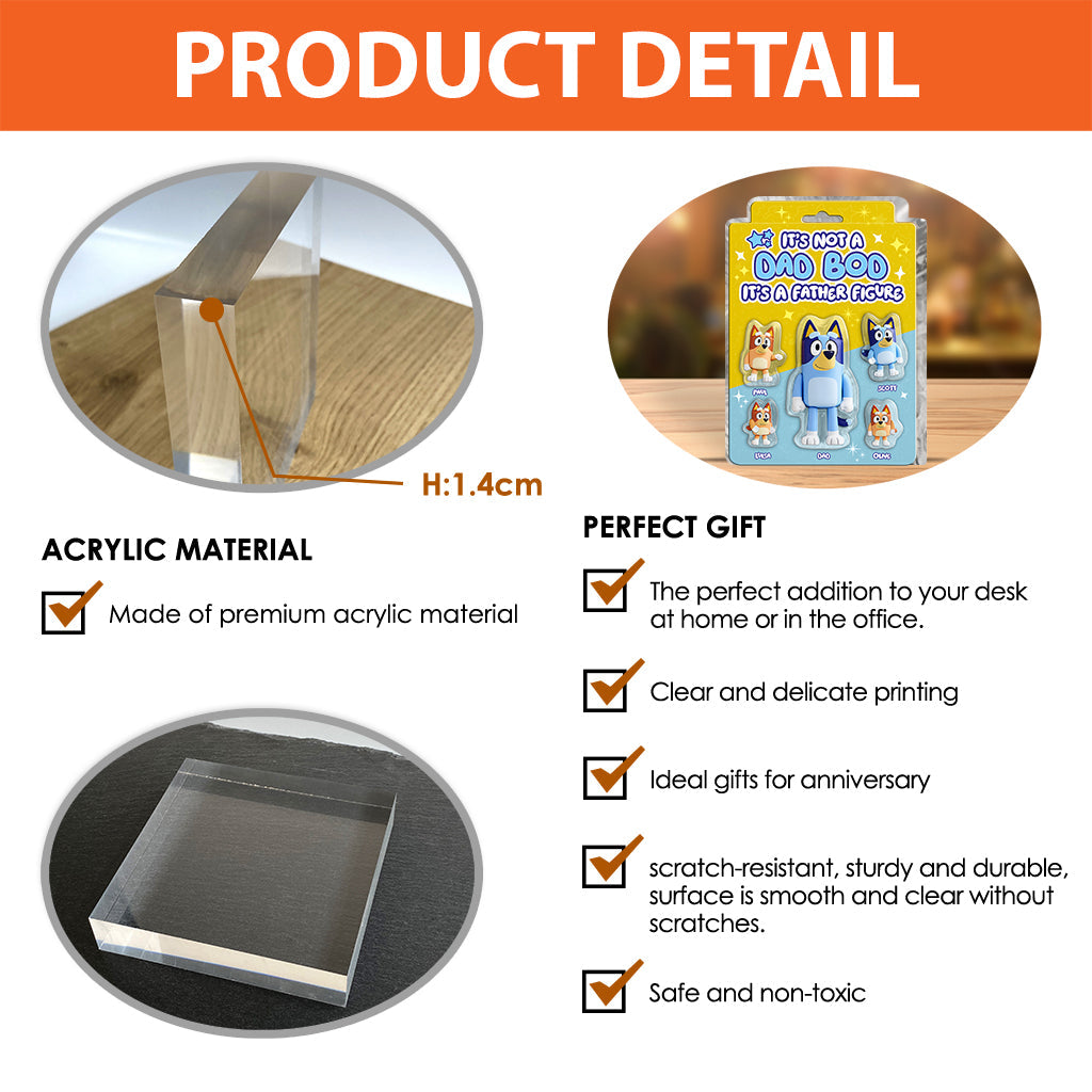 Blue Dad It's Not A Dad Bod It's A Father Figure - Personalized Blue Dog Custom Shaped Acrylic Plaque