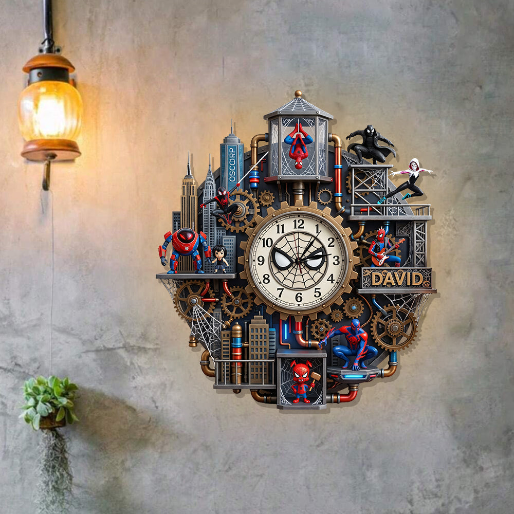 Spider Multiverse - Personalized Spider LED Light Wall Clock