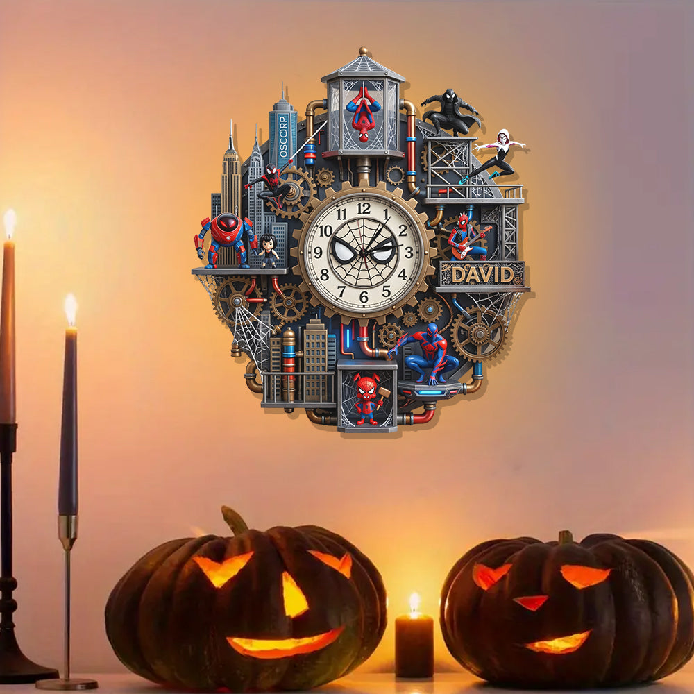 Spider Multiverse - Personalized Spider LED Light Wall Clock
