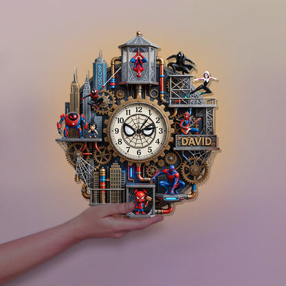 Spider Multiverse - Personalized Spider LED Light Wall Clock