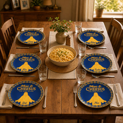 Mac & Cheese Jesus Funny Pun - Personalized Christian Ceramic Round Plate